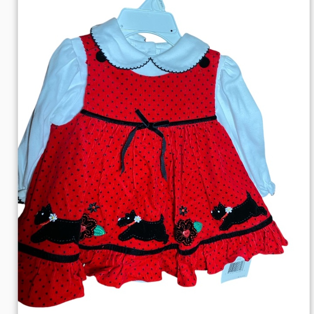 Sophie Rose girls polkadot corduroy dress, white onesie blouse, and leotards NWT